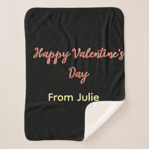 Couverture Sherpa Joyeuse Saint-Valentin rouge noir de nom stylé