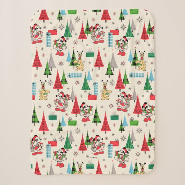 Couverture Sherpa Joyeuses fêtes | Motif migre Mickey (Devant)