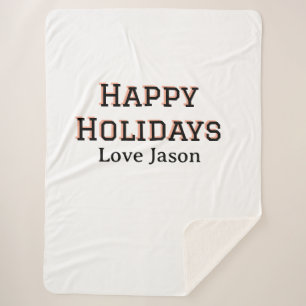 Couverture Sherpa Joyeuses vacances rouge noir amour ajouter nom fam
