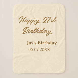 Couverture Sherpa Joyeux 21e anniversaire brun pastel jaune nom date