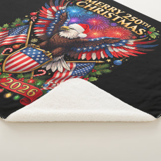 Couverture Sherpa Joyeux 250ème Noël 1776 2026 Aigle Patriotique