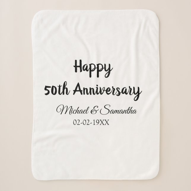 Couverture Sherpa Joyeux 50e anniversaire ajouter nom du couple date (Devant)