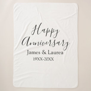 Couverture Sherpa Joyeux anniversaire mariage nom date année simple 