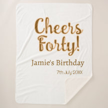 Joyeux anniversaire quarante orange brun calligrap
