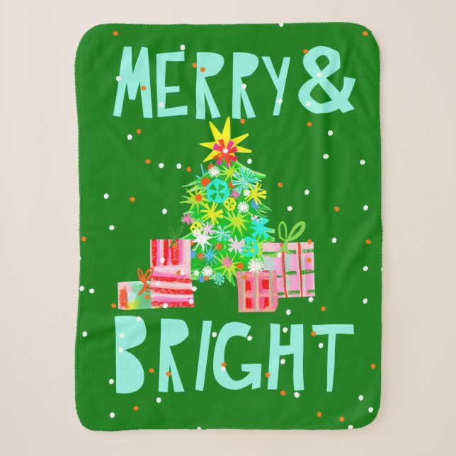 Couverture Sherpa Joyeux et brillant sapin de Noël (Devant)