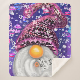 Couverture Sherpa Joyeux Gnome En Casquette Violet Chante Une Chanso