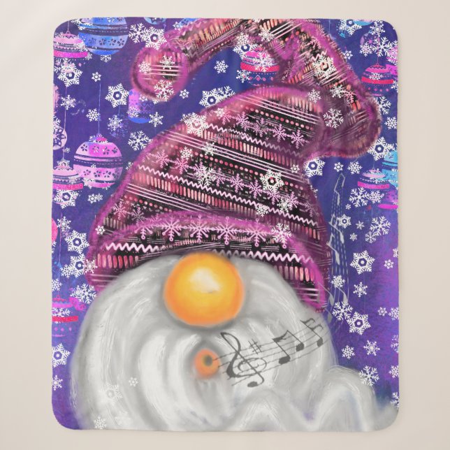Couverture Sherpa Joyeux Gnome En Casquette Violet Chante Une Chanso (Devant)