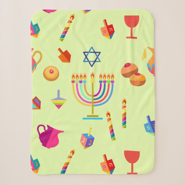 Couverture Sherpa Joyeux Hanoukka Holiday symboles décoratifs pour (Devant)
