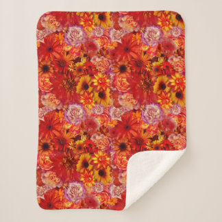 Couverture Sherpa Joyeux Jardin de Fleur Orange
