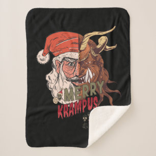 Couverture Sherpa Joyeux Krampus effrayant Père Noël Horreur Noël