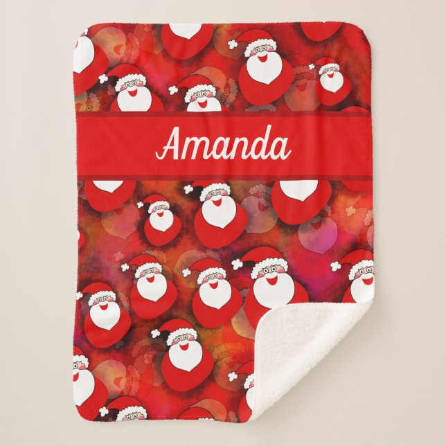 Couverture Sherpa Joyeux Motif du Père Noël (Devant)