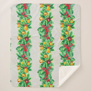 Couverture Sherpa Joyeux motif sans couture de Noël avec guirlandes.