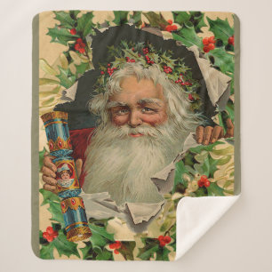 Couverture Sherpa Joyeux Noël Père Noël Holly