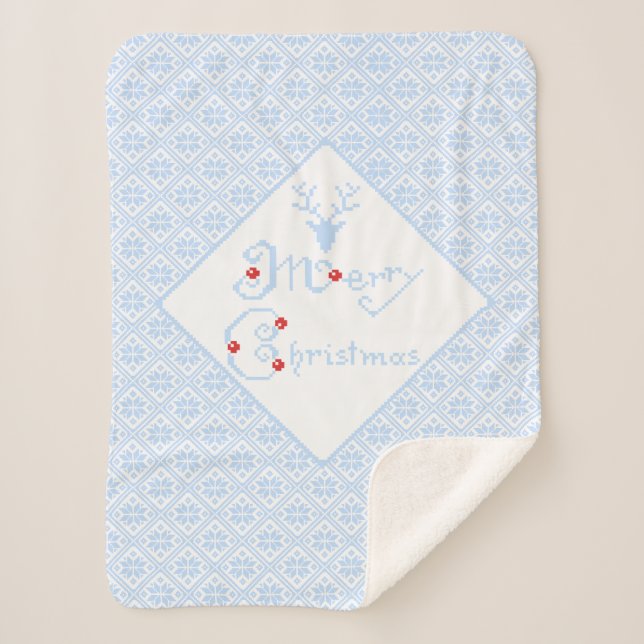 Couverture Sherpa Joyeux Noël Snowflake Motifs (Devant)