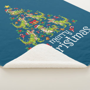 Couverture Sherpa Joyeux Noël T Rex Garçons Enfants Arbre de Noël Re