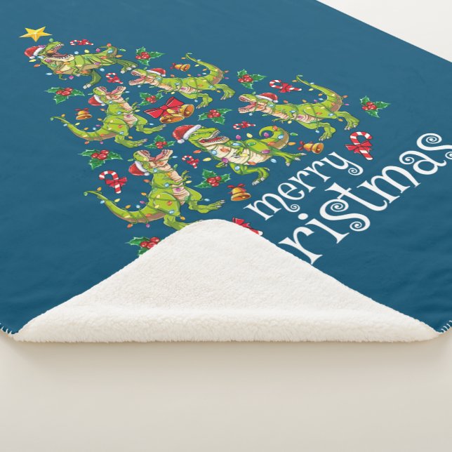 Couverture Sherpa Joyeux Noël T Rex Garçons Enfants Arbre de Noël Re (3/4)