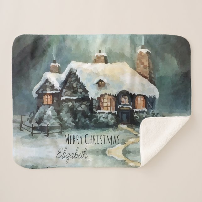 Couverture Sherpa Joyeux Noël Y'All merveilleuse nuit d'hiver (Devant (Horizontal))