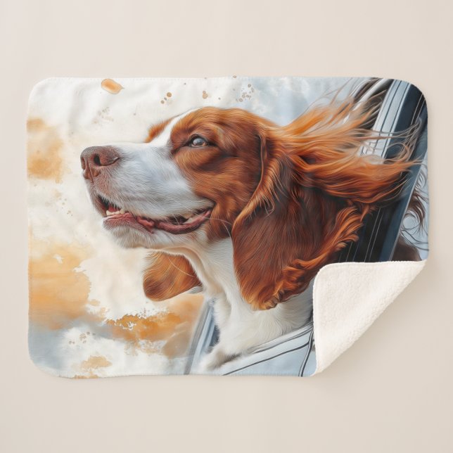 Couverture Sherpa Joyful Dog in the Wind Art Print (Devant (Horizontal))