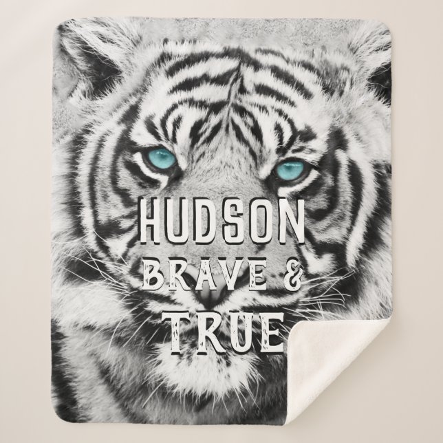 Couverture Sherpa Jungle Nursery Bengale Tiger Blue Eyes Motif (Devant)