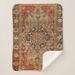 Couverture Sherpa Kashan perse brûlé orange jaune 