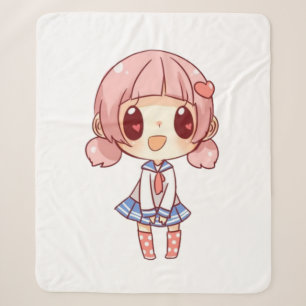 Couverture Sherpa kawaii, anime, fille, juste, qui,aime, dessine,