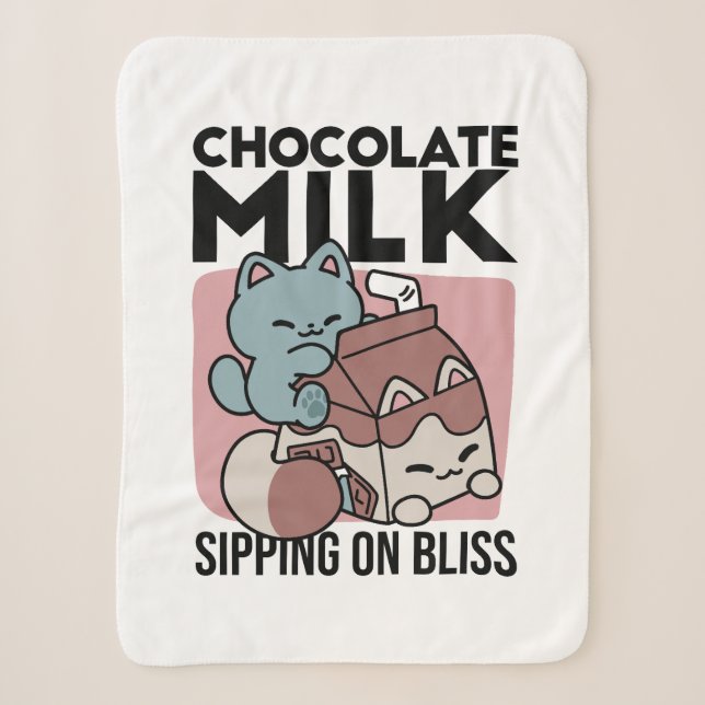 Couverture Sherpa Kawaii Chocolate Milk Cat – Cozy Drink & Cuteness  (Devant)
