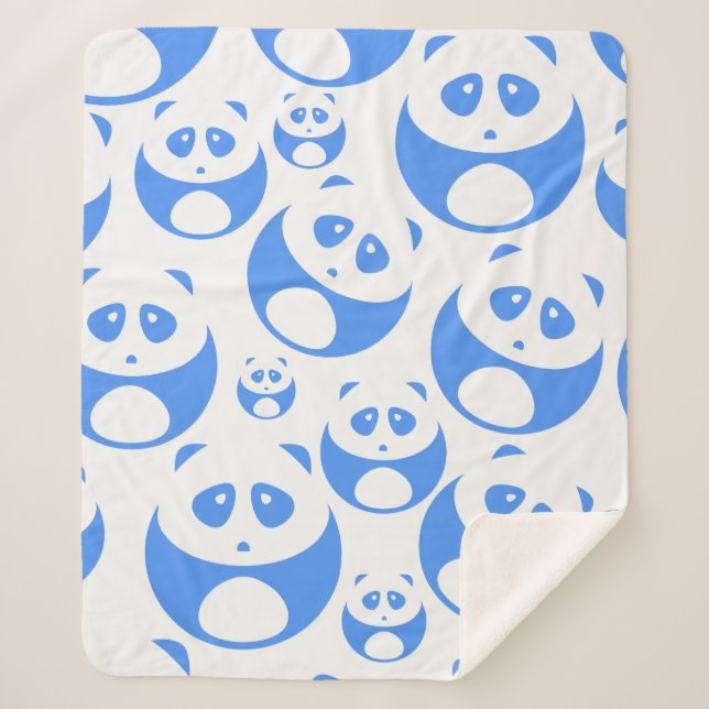 Couverture Sherpa Kawaii Panda bébé bleu et blanc modèle (Devant)