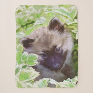 Couverture Sherpa Keeshond Puppy in the Garden Peinture Art original