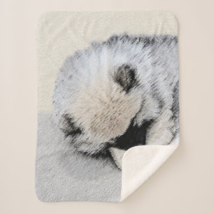 Couverture Sherpa Keeshond Sleeping Puppy Peinture Chien Art origina