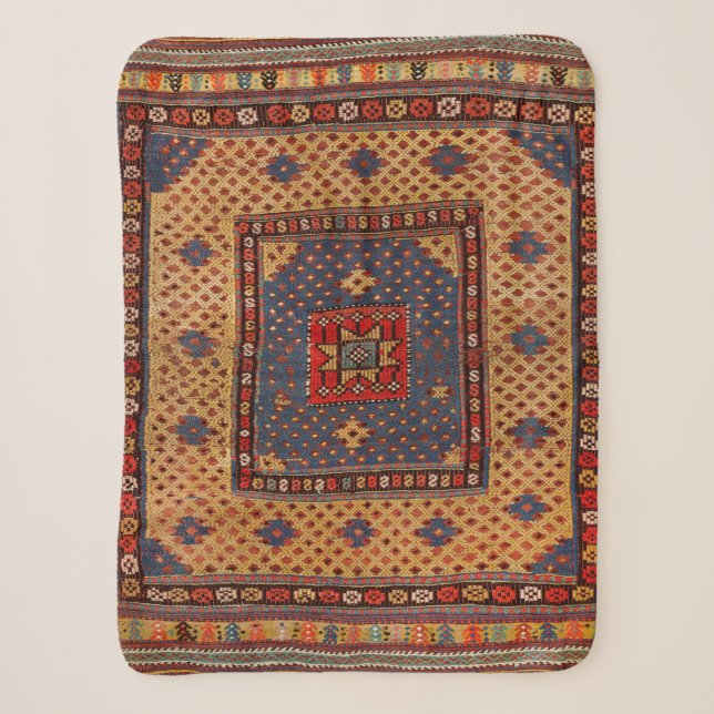 Couverture Sherpa Kurde Safreh Tan Bleu foncé  (Devant)