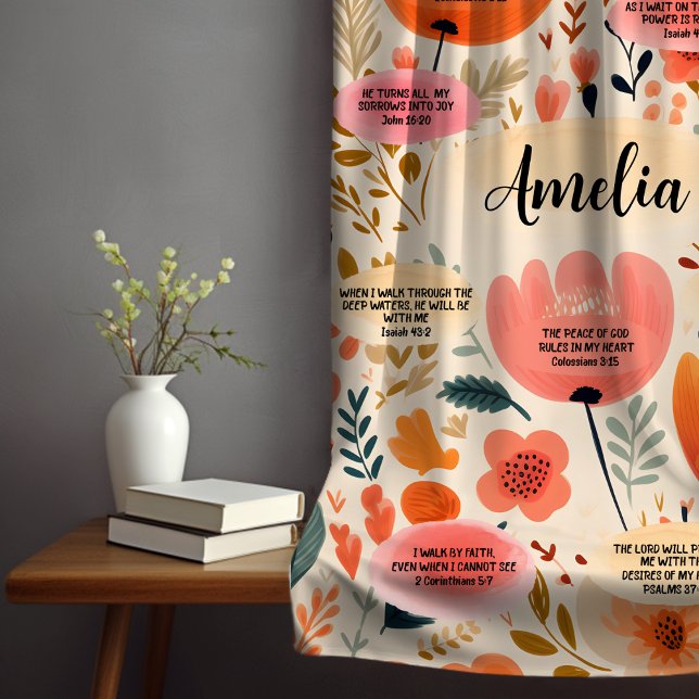 Couverture Sherpa La Bible Florale Boho Versets Affirmation Avec Nom (Créateur téléchargé)