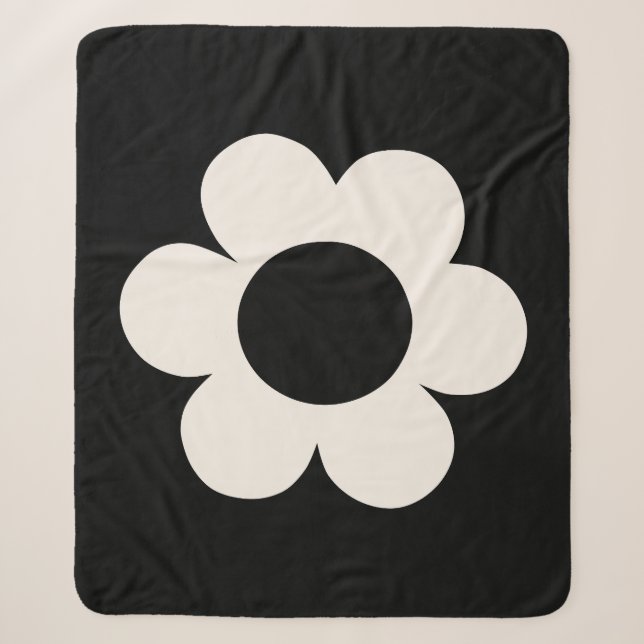 Couverture Sherpa La Fleur 06 Florale Rétro Fleur Noir Et Blanc (Devant)