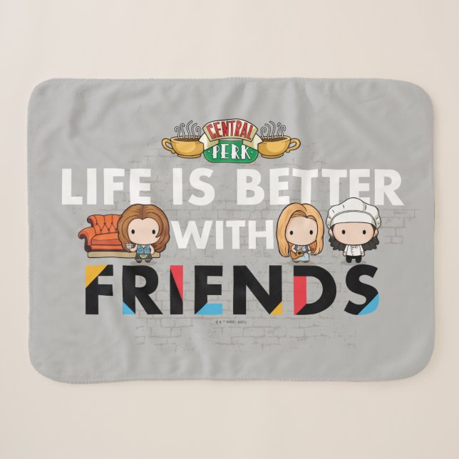 Couverture Sherpa La vie est meilleure avec FRIENDS™ Chibi Art (Devant (Horizontal))
