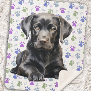 Couverture Sherpa Labrador Retriever Chien Empreintes de pattes colo