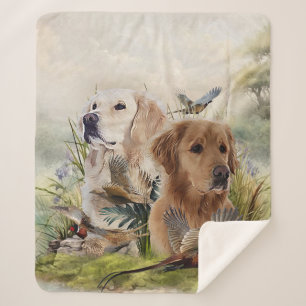 Couverture Sherpa Labrador Retrivers avec faisan, Art
