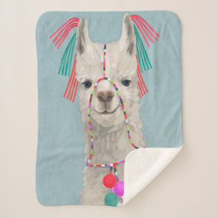 Couverture Sherpa Lama orné - blanc