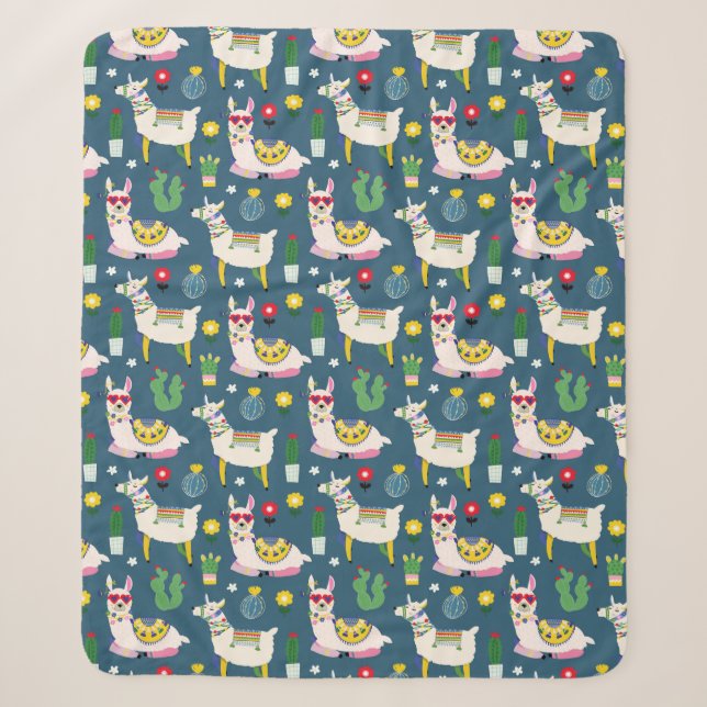 Couverture Sherpa Lamas dans le motif de lunettes de soleil (Devant)