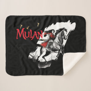 Couverture Sherpa L'Aquarelle de Mulan Riding Black Wind