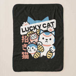 Couverture Sherpa L'art du chat chanceux – Maneki Neko avec pièce d'