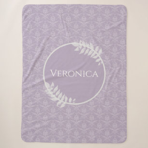 Couverture Sherpa Lavande Elegant Damask Personnalisé