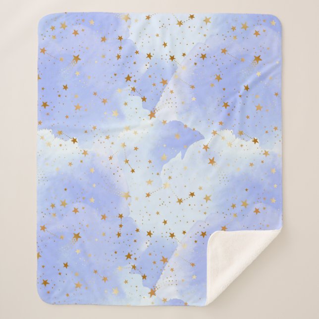 Couverture Sherpa Lavendar Golden Star Motif (Devant)