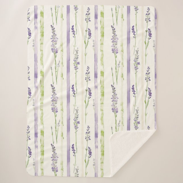 Couverture Sherpa Lavender Stripes Floral Birthday (Devant)