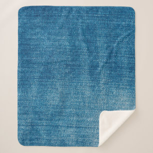 Couverture Sherpa Le jean bleu texture gros plan. jean denim bleu