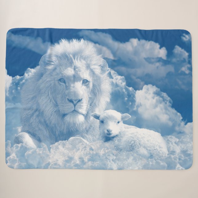 Couverture Sherpa Le lion et l'agneau formés à partir des nuages (Devant (Horizontal))