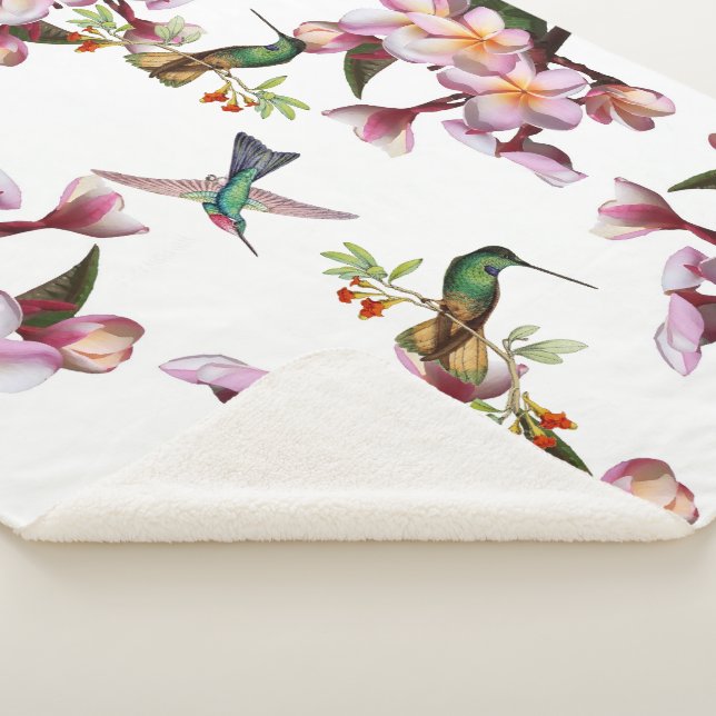 Couverture Sherpa Le Plumeria d'oiseau de colibri fleurit la (3/4)