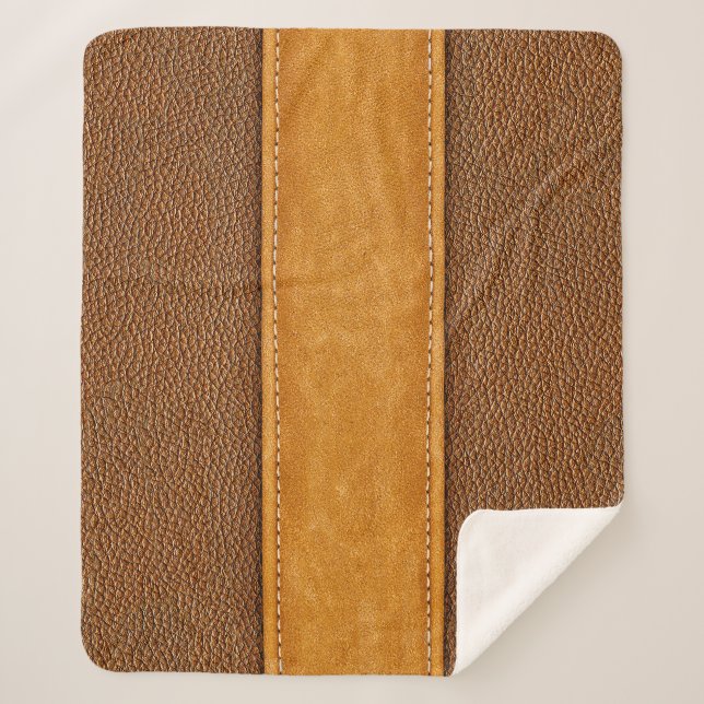 Couverture Sherpa Leather Luxe : Elégance Brown avec points (Devant)