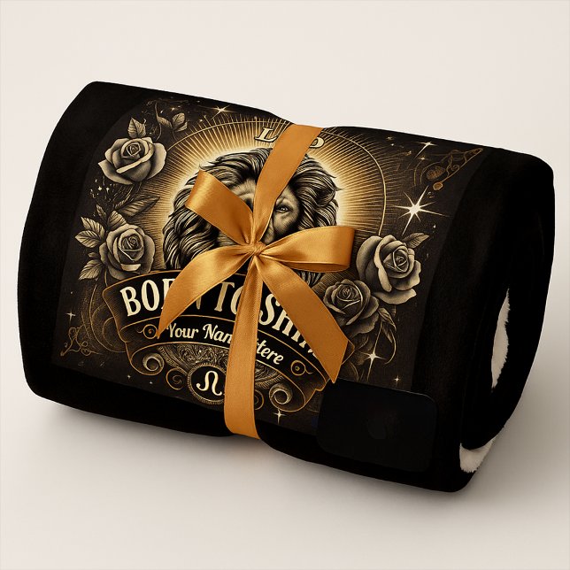 Couverture Sherpa Leo "Born to Shine" Sherpa Blanket (Créateur téléchargé)