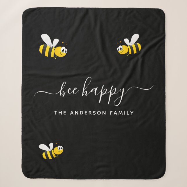 Couverture Sherpa Les abeilles noires joyeuses bumble abeilles été a (Devant)