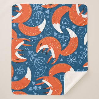 Couverture Sherpa Les mignons renards : Motif animal Vintage
