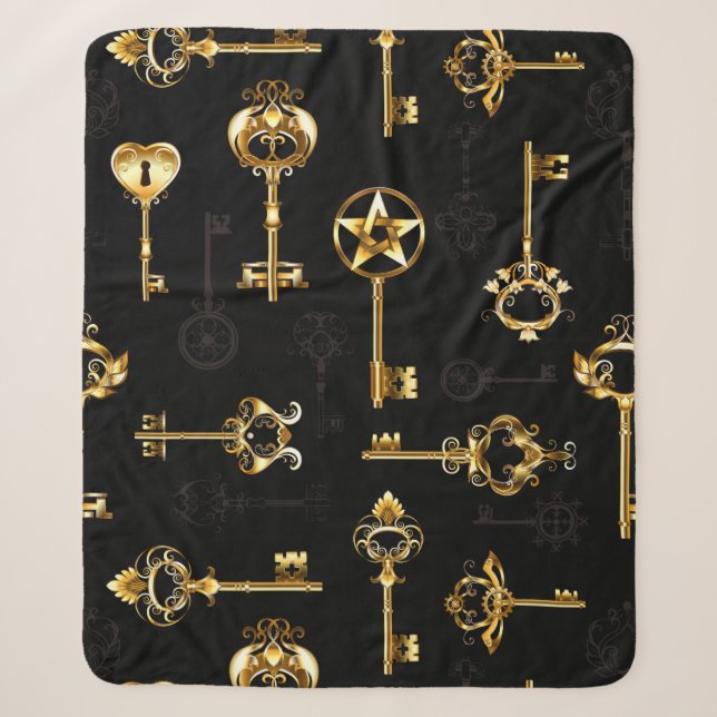Couverture Sherpa Les Patters de Seamless avec Golden Keys (Devant)